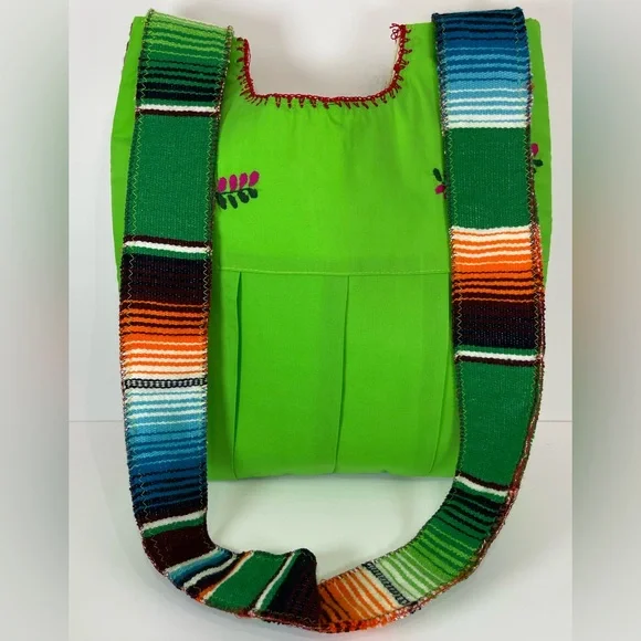 Handmade upcycled Mexican embroidered crossbody purse bag - Picture 4 of 6